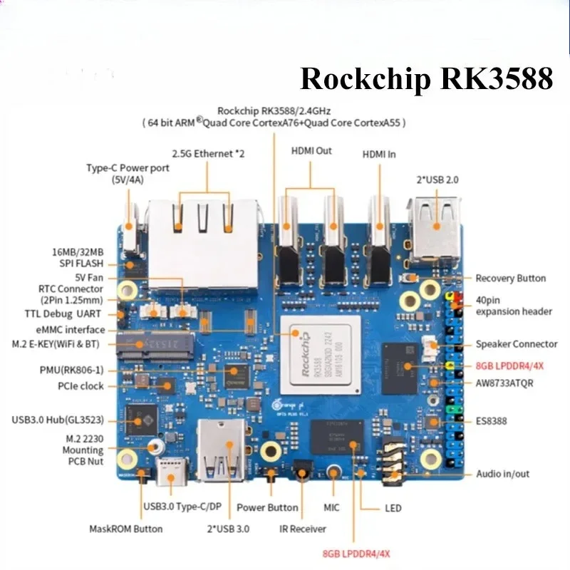 Ordinateur monocarte 16G R-AM  - Orange Pi 5 Plus 16Gb avis et prix